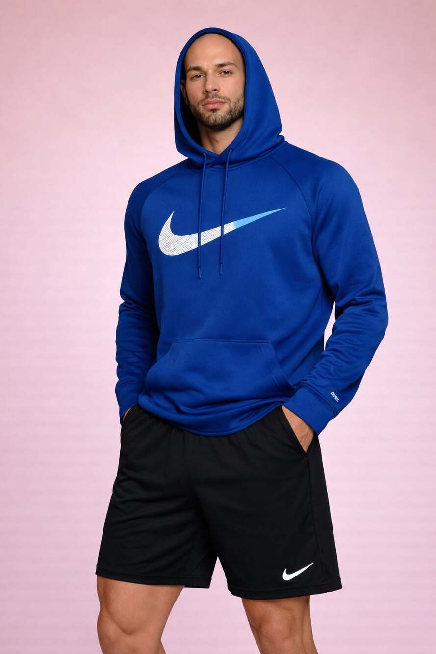Nike Dri-FIT Training Swoosh Pullover Hoodie in Royal Blue